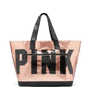 NWT Victoria's Secret PINK Rose Gold and Black Weekender Tote Bag